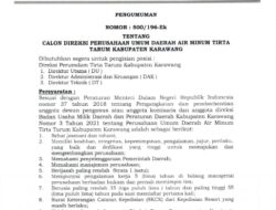 Seleksi Direksi PDAM Tirta Tarum Karawang Dibuka, Berikut Persyaratannya?